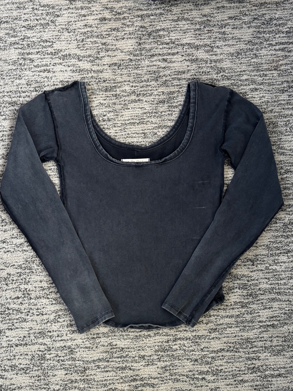 free people charcoal gray long sleeve scoop neck top